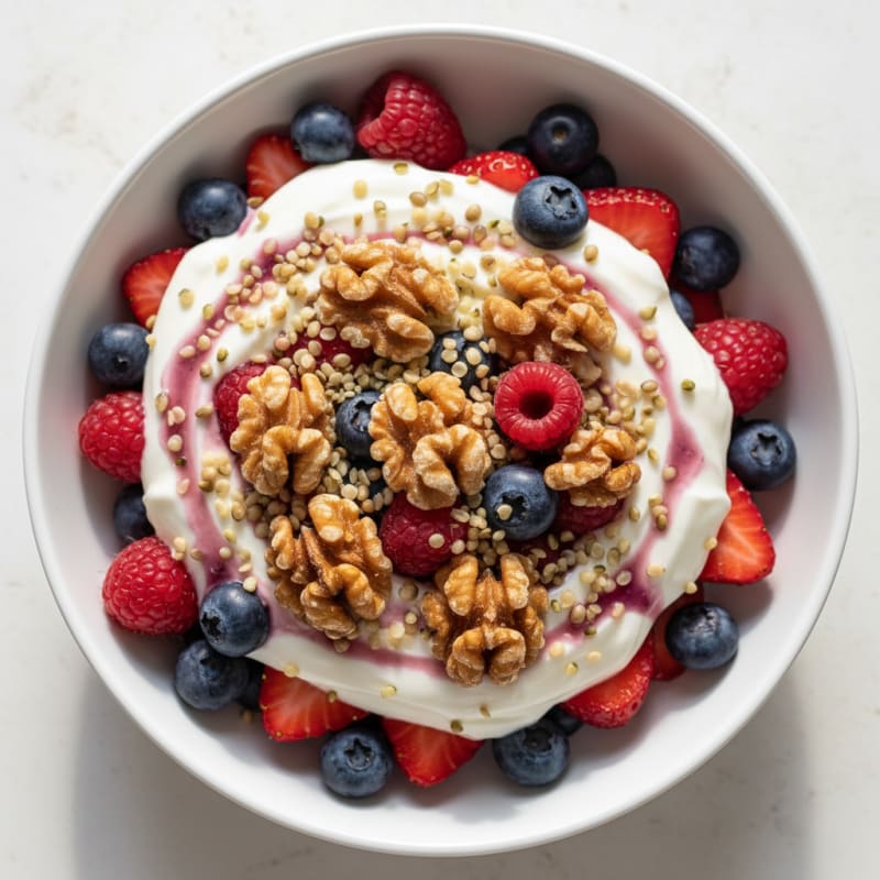 Greek Yogurt Protein Parfait with Mixed Berries