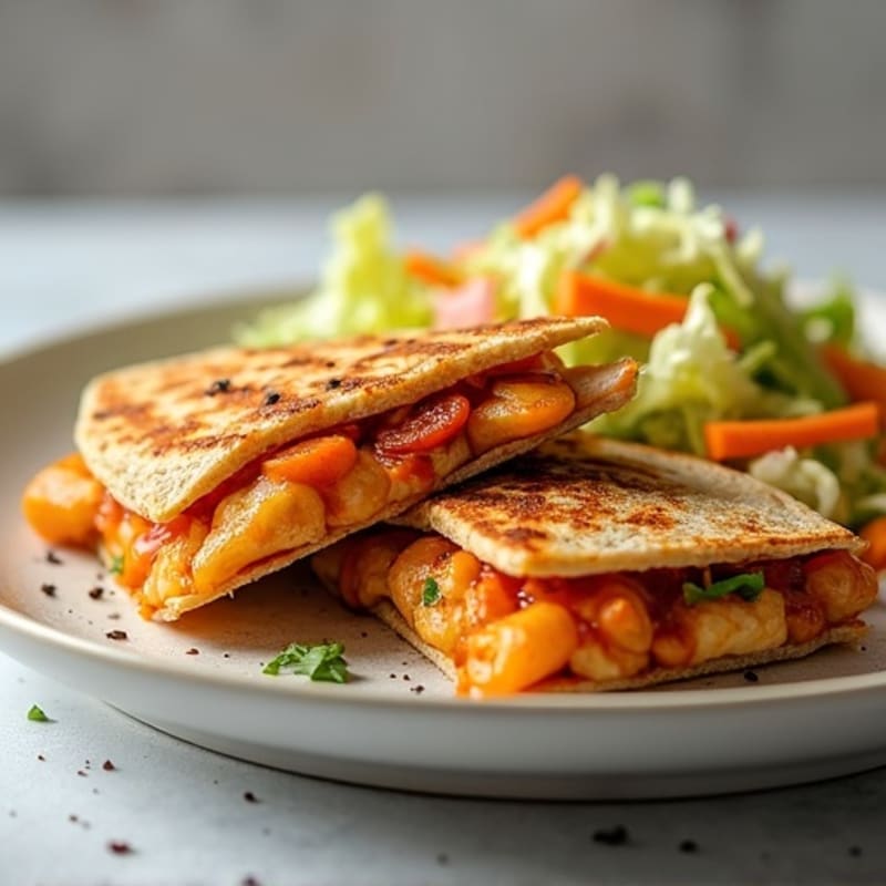 Crispy Chicken BBQ Quesadilla with Fresh Slaw