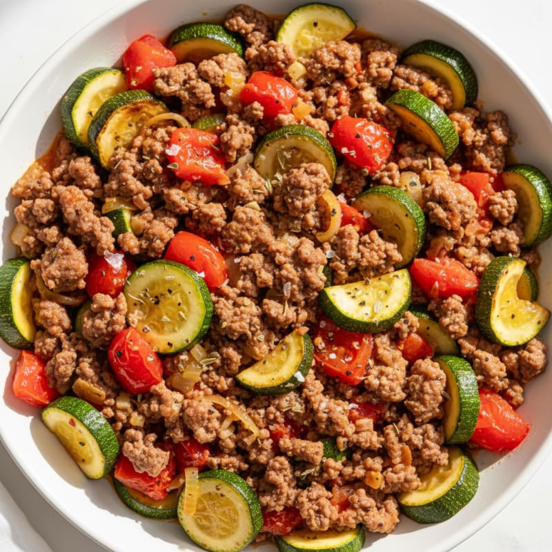 Ground Beef and Zucchini Skillet with Tomatoes