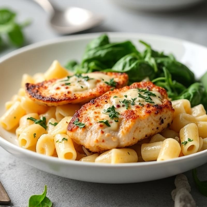 Creamy Garlic Parmesan Chicken Pasta with Fresh Spinach