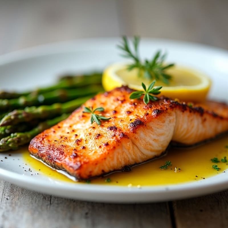 Crispy Pan-Seared Salmon with Roasted Asparagus