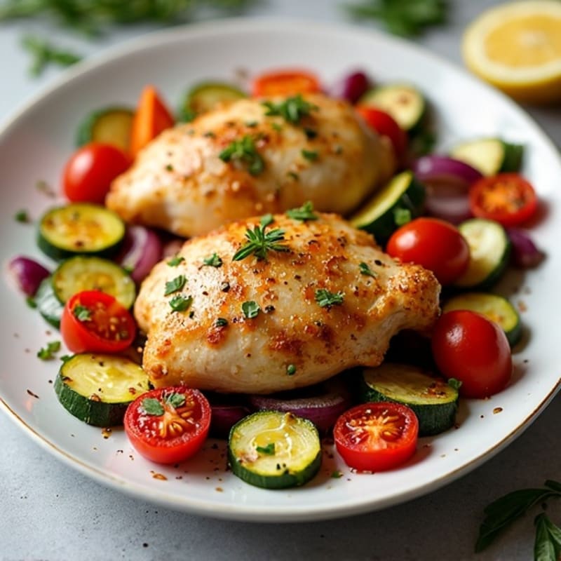 Sheet Pan Lemon-Herb Roasted Chicken and Crispy Vegetables
