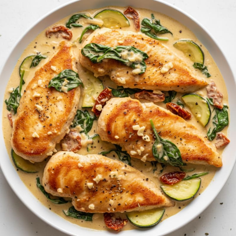 Creamy Tuscan Garlic Chicken Skillet