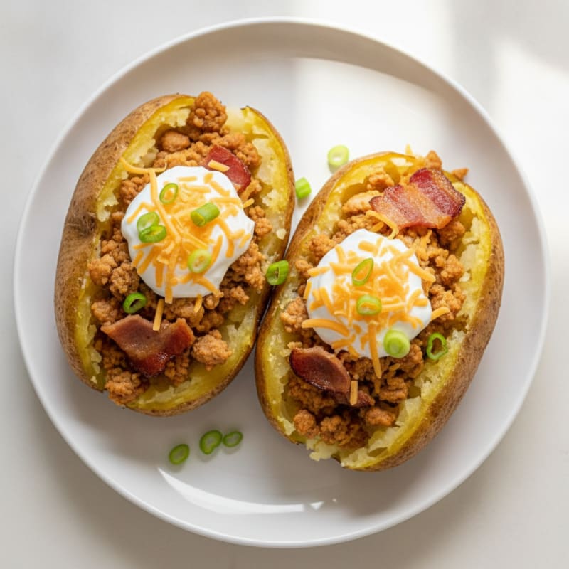 Loaded Baked Potatoes with Crispy Bacon