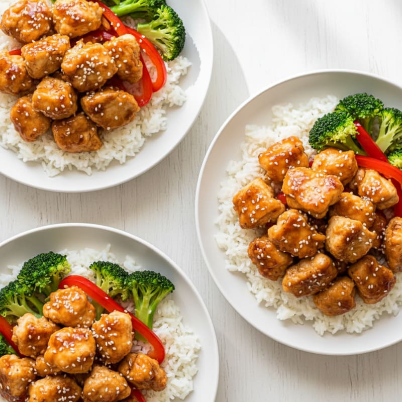 Crispy Honey-Garlic Chicken Bowls