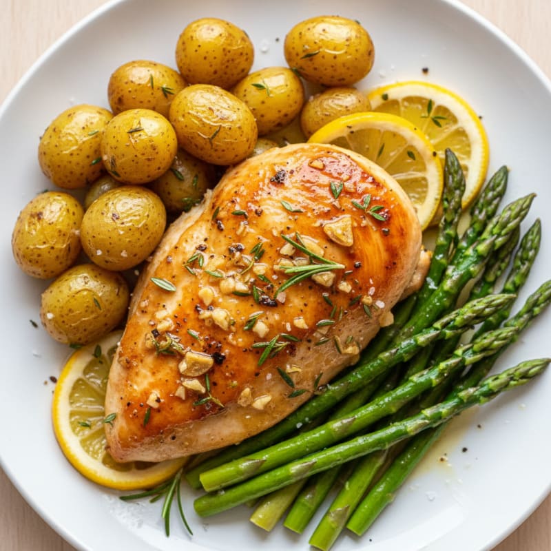 Garlic Herb Roasted Chicken with Lemon