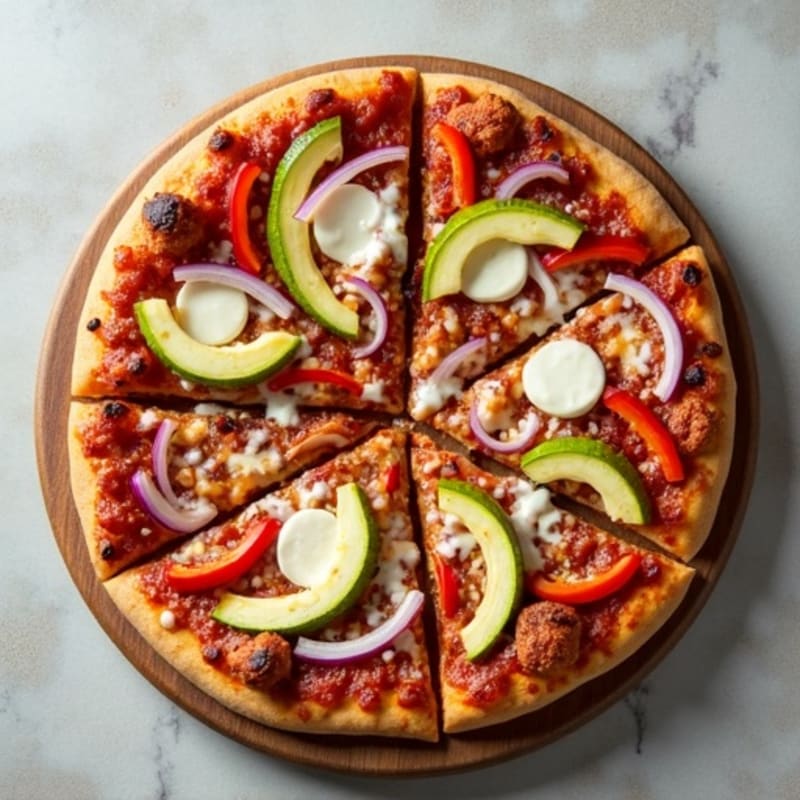 Chicken BBQ Ranch Pizza with Roasted Vegetables