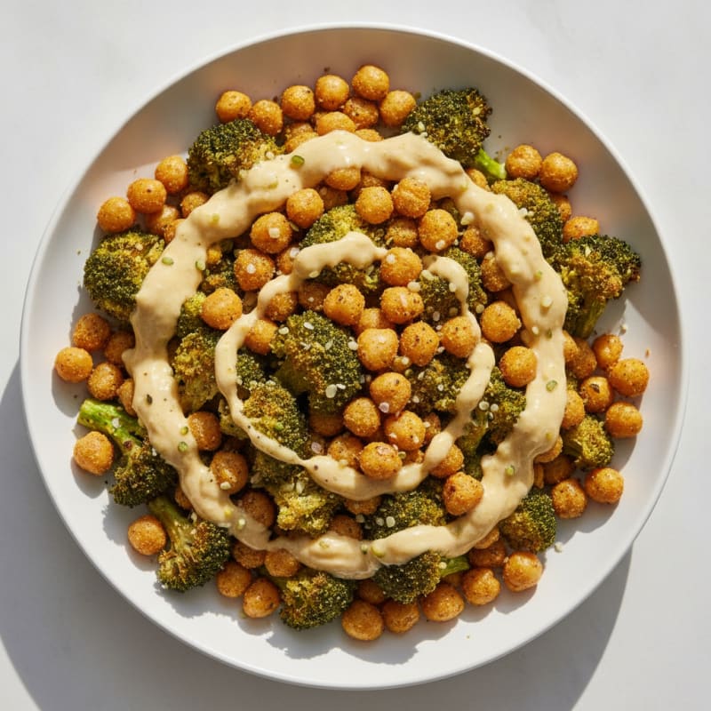 Roasted Vegetable and Chickpea Bowl with Tahini