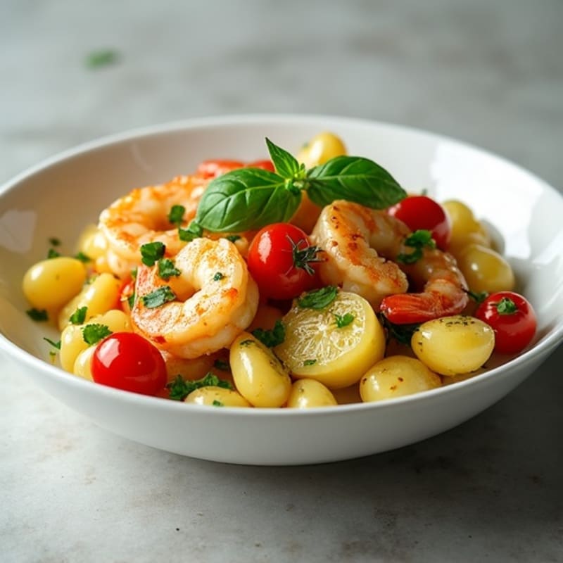 Creamy Basil Pesto Gnocchi with Roasted Cherry Tomatoes