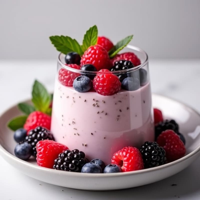 Greek Yogurt Protein Mousse with Mixed Berries