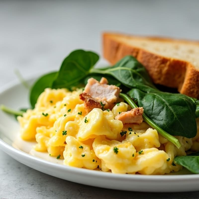 Egg White Scramble with Turkey Breast and Spinach