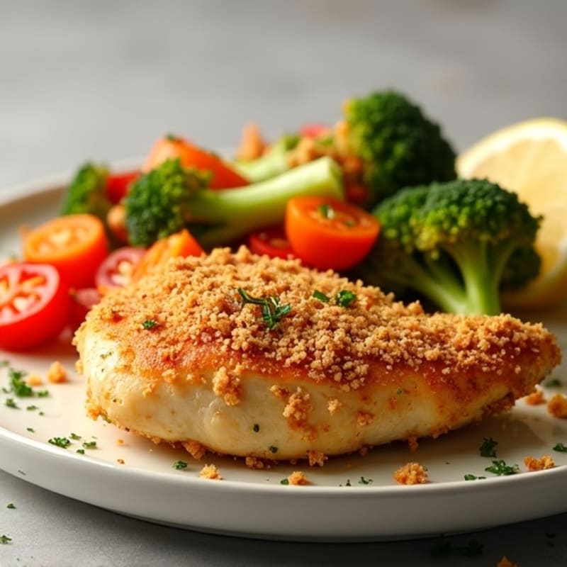 Crispy Buttermilk Baked Chicken with Roasted Vegetables