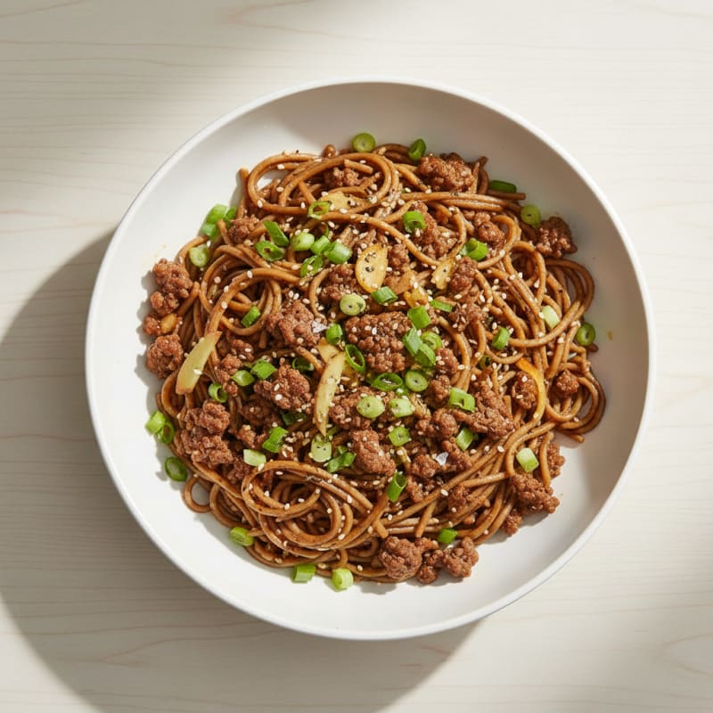 Sesame Beef Noodles with Scallions