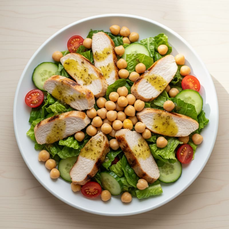 Grilled Turkey Breast Salad with Crisp Romaine and Chickpeas