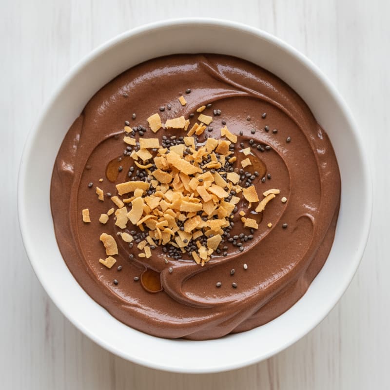 Silky Chocolate Protein Pudding with Toasted Coconut