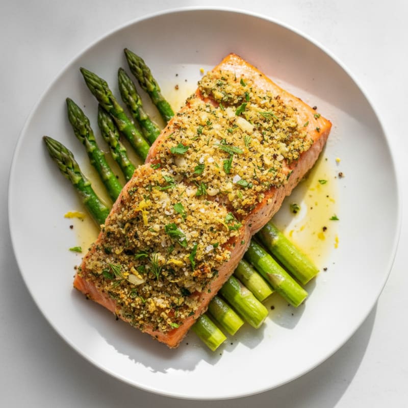 Herb-Crusted Salmon with Roasted Asparagus
