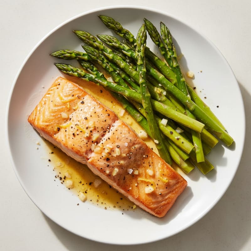 Golden Pan-Seared Salmon with Zesty Asparagus