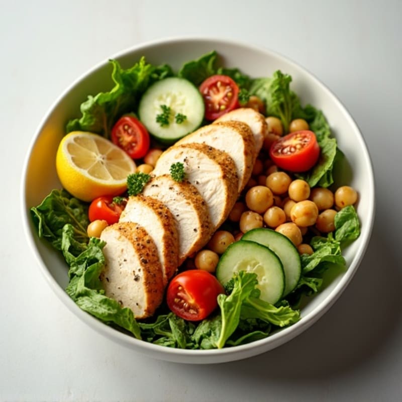 Lemon-Herb Chicken and Chickpea Salad Bowl