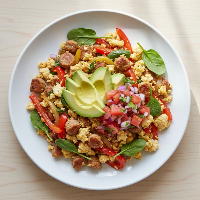 Egg White Scramble with Turkey Sausage and Sautéed Peppers