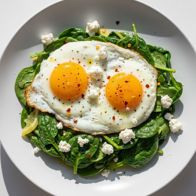 Golden Pan-Seared Eggs over Zesty Greens