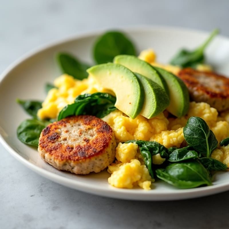 Egg White and Turkey Sausage Scramble with Spinach