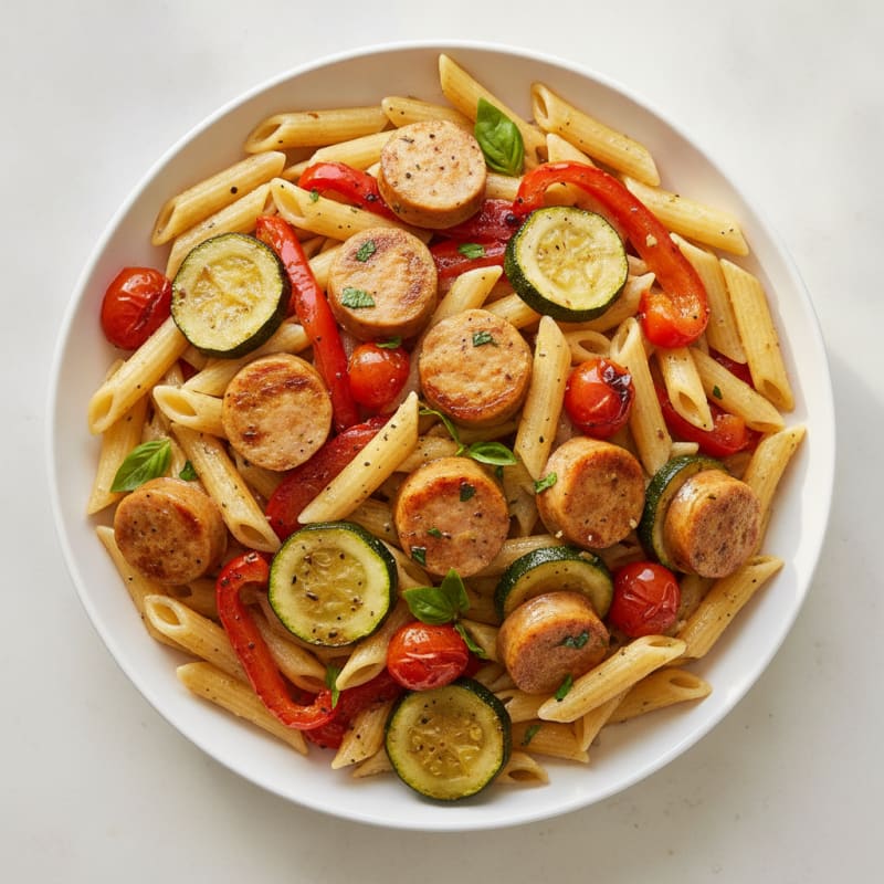 Chicken Sausage Pasta with Roasted Vegetables