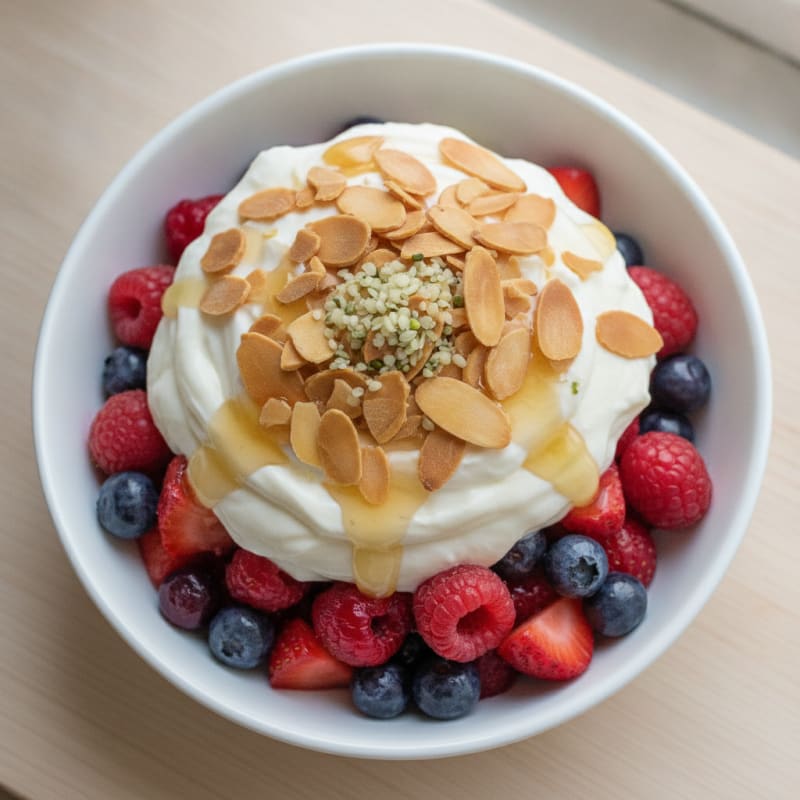 Creamy Greek Yogurt Protein Parfait with Berries and Almonds