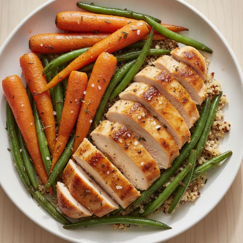 Thyme-Roasted Carrots and Green Beans with Chicken