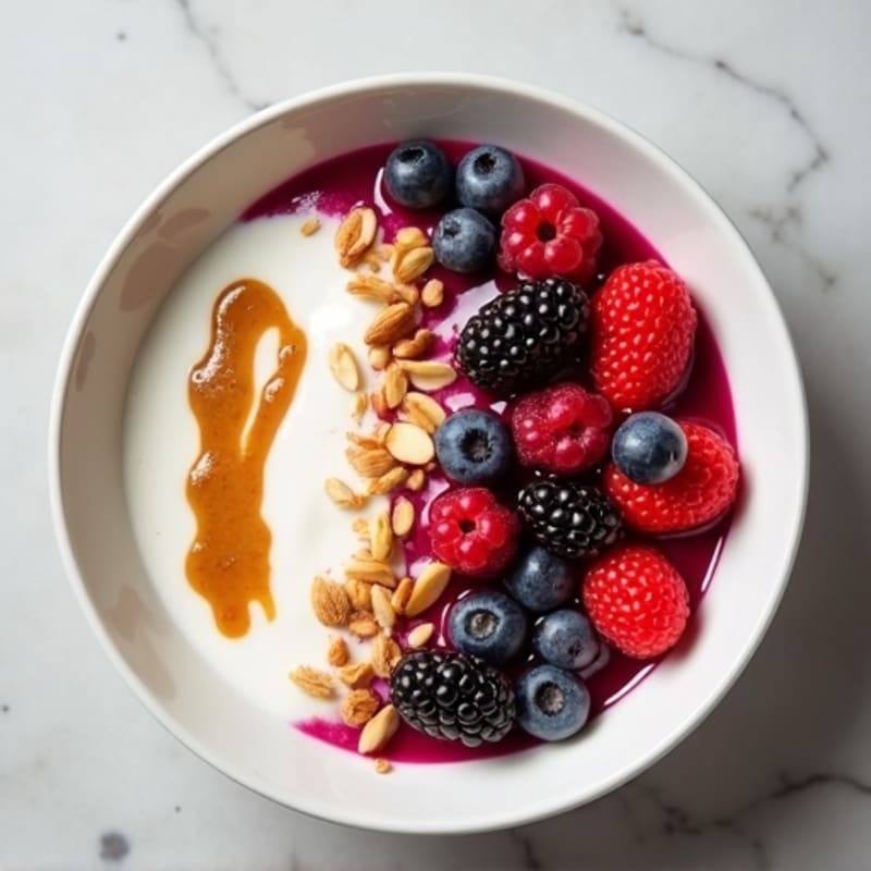 Greek Yogurt Protein Bowl with Mixed Berries and Almond Butter