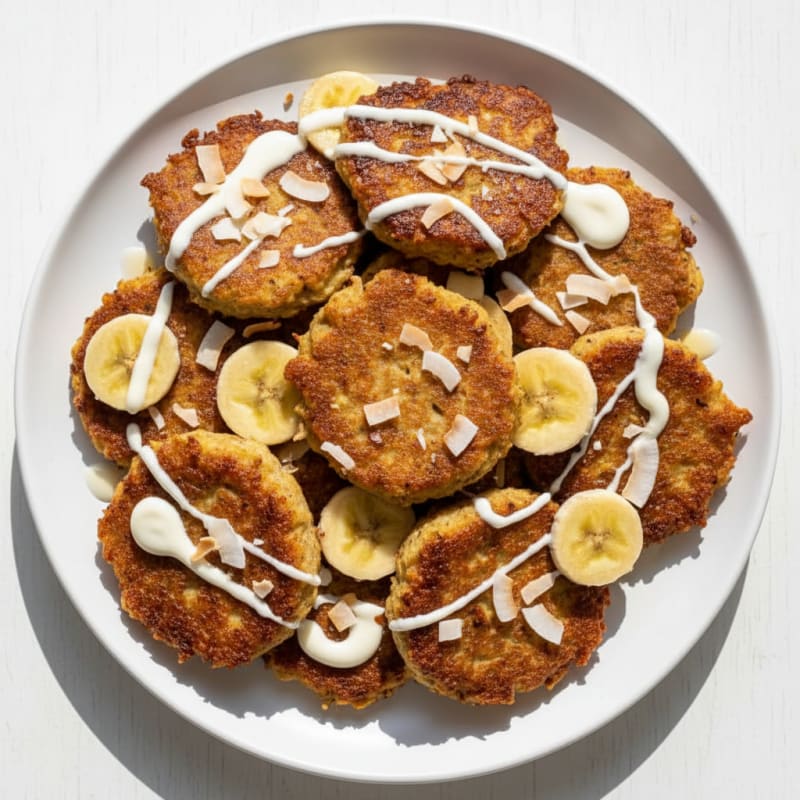 Caramelized Banana Fritters with Creamy Glaze