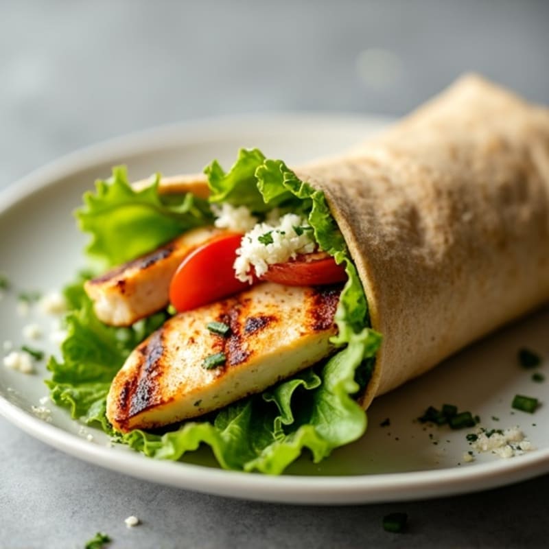 Grilled Chicken Caesar Wrap with Crispy Romaine