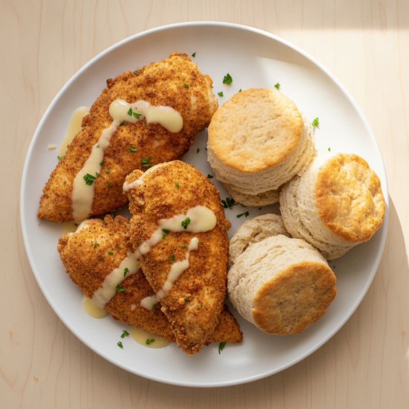 Buttermilk Fried Chicken with Fluffy Biscuits