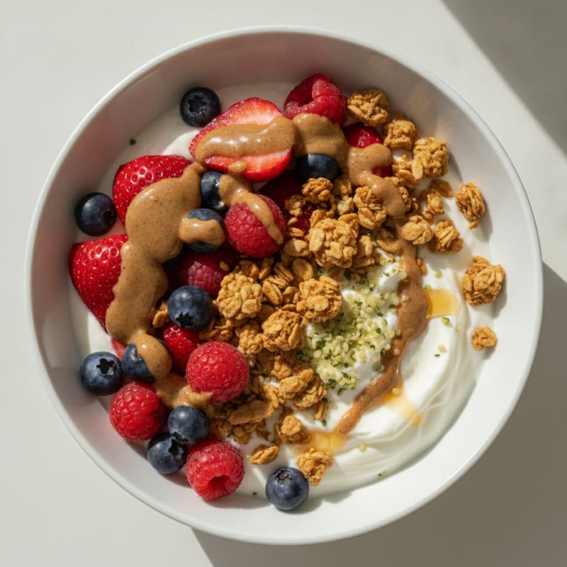 Creamy Greek Yogurt Bowl with Almond Butter and Fresh Berries