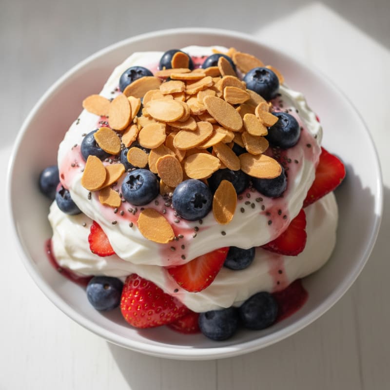 Creamy Greek Yogurt Protein Parfait with Berries and Almonds