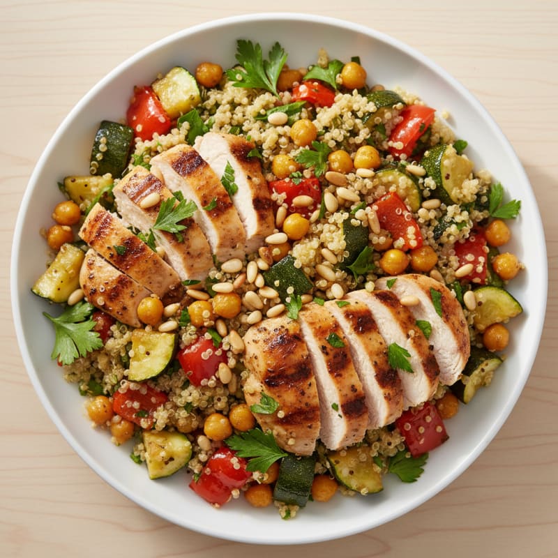 Grilled Chicken and Quinoa Salad with Roasted Vegetables