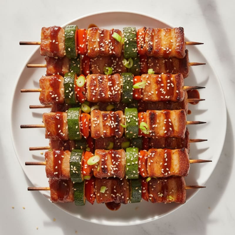 Spicy Gochujang Pork Belly Skewers