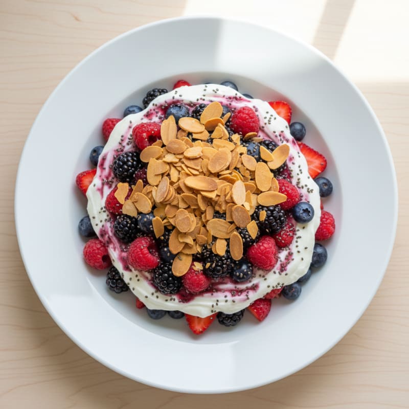 Greek Yogurt Protein Parfait with Mixed Berries