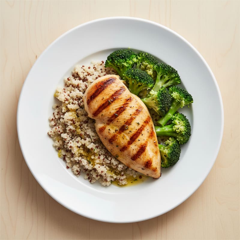 Grilled Chicken Breast with Quinoa and Steamed Broccoli