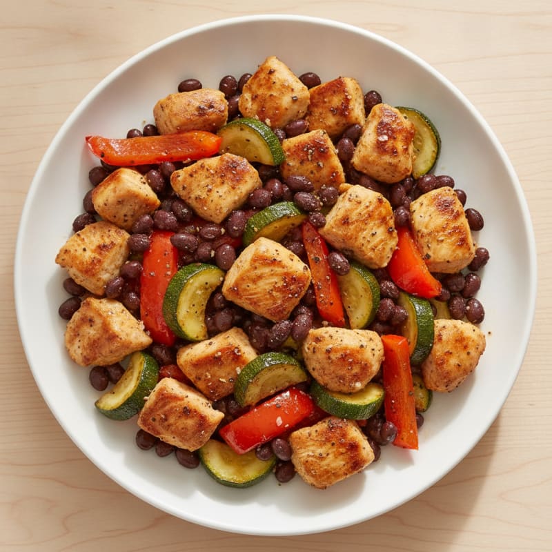 Chicken and Black Bean Skillet with Roasted Vegetables