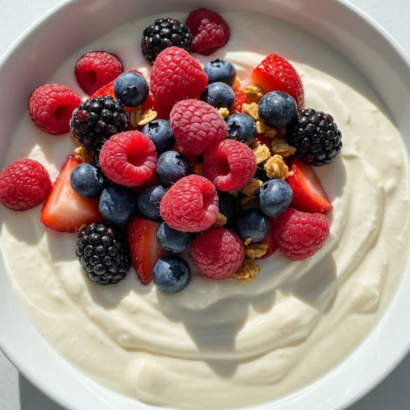 Silky Vanilla Protein Yogurt with Mixed Berries