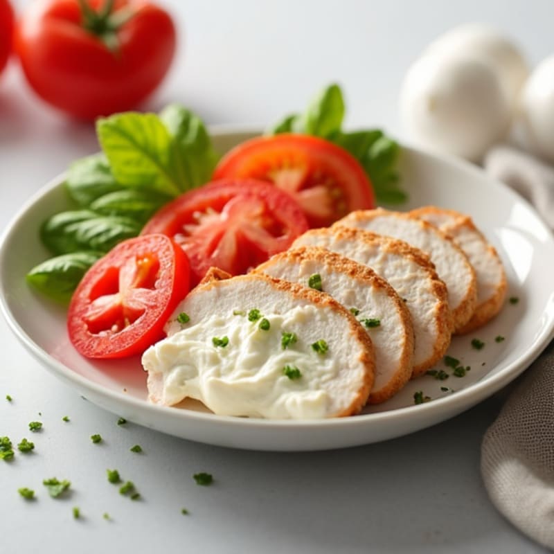 Low-Fat Cottage Cheese with Sliced Chicken Breast and Fresh Tomatoes