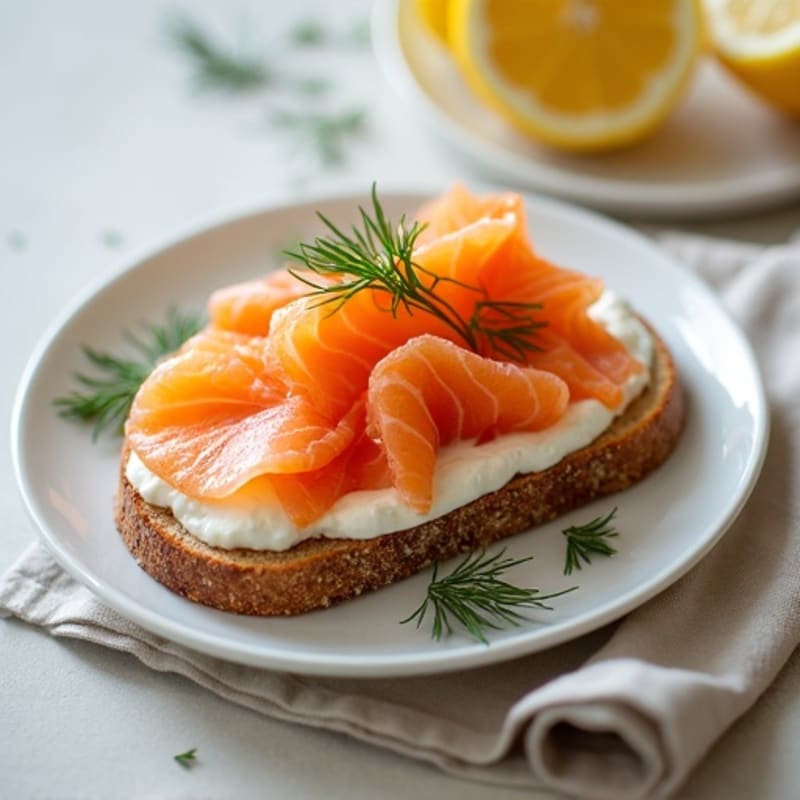 Smoked Salmon with Creamy Dill Spread and Crispy Whole Grain Toast