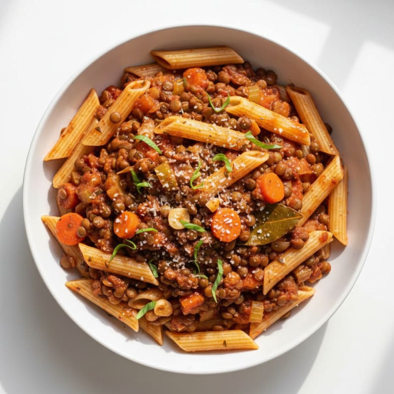 Hearty Lentil Bolognese with Rustic Vegetables