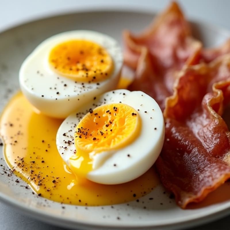 Soft-Boiled Eggs with Cracked Black Pepper
