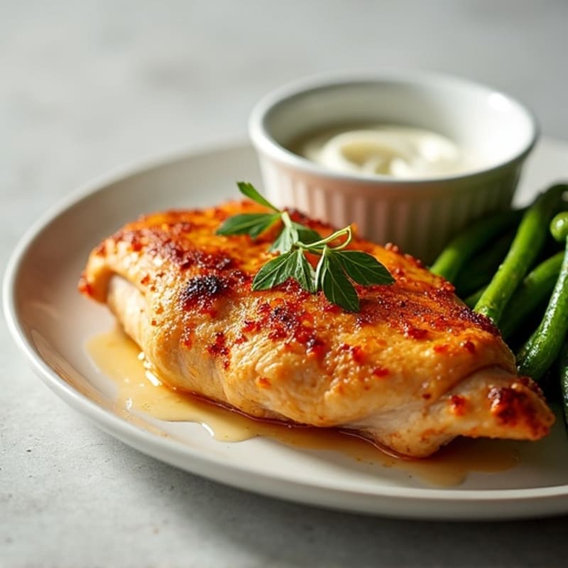Spiced Roasted Chicken with Creamy Garlic Sauce