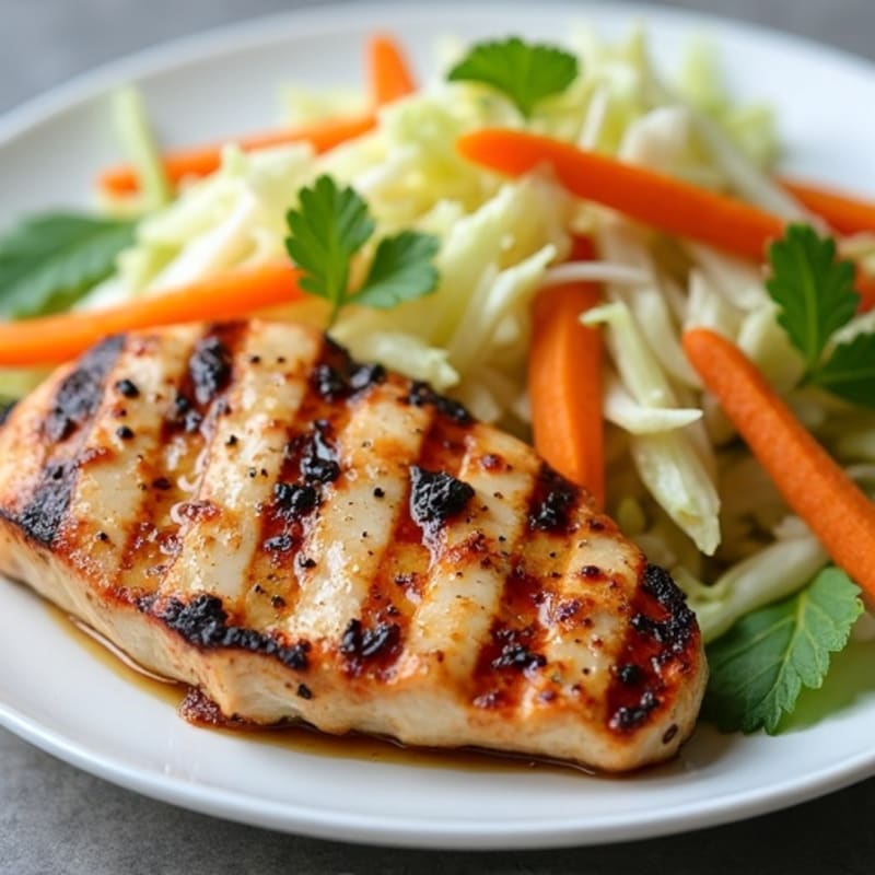 Grilled Chicken Breast with Crunchy Cabbage Slaw