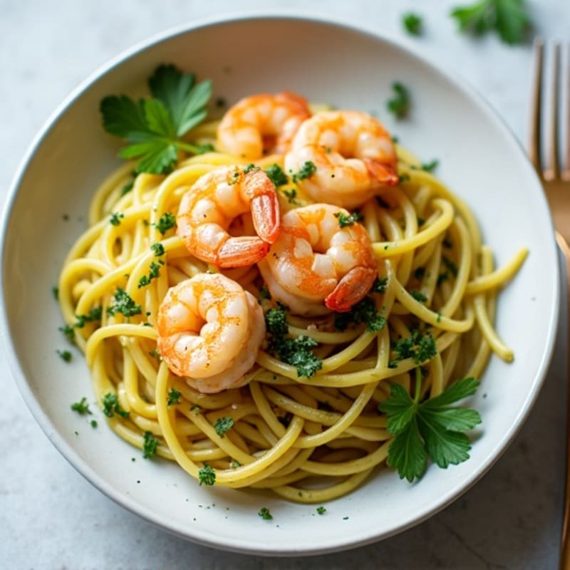 Garlicky Courgette Noodle Shrimp Scampi with Fresh Parsley