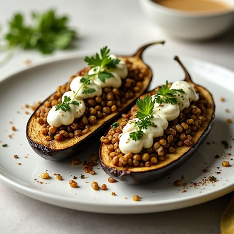 Roasted Eggplant with Savory Lentil Stuffing