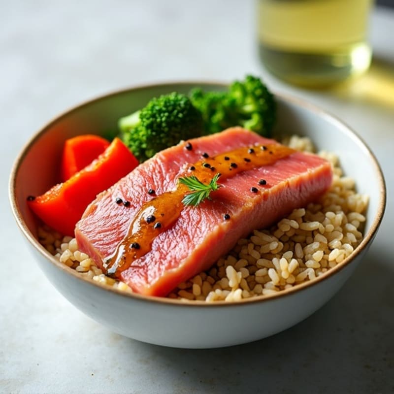 Fresh Tuna and Crispy Vegetable Brown Rice Bowl