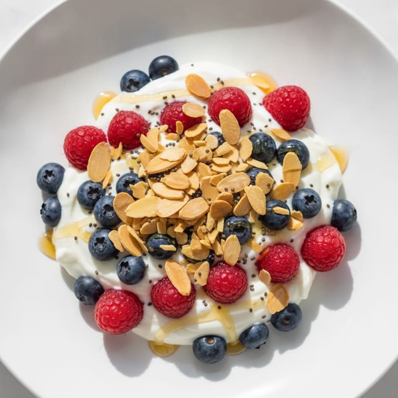 Greek Yogurt Protein Parfait with Berries and Almonds